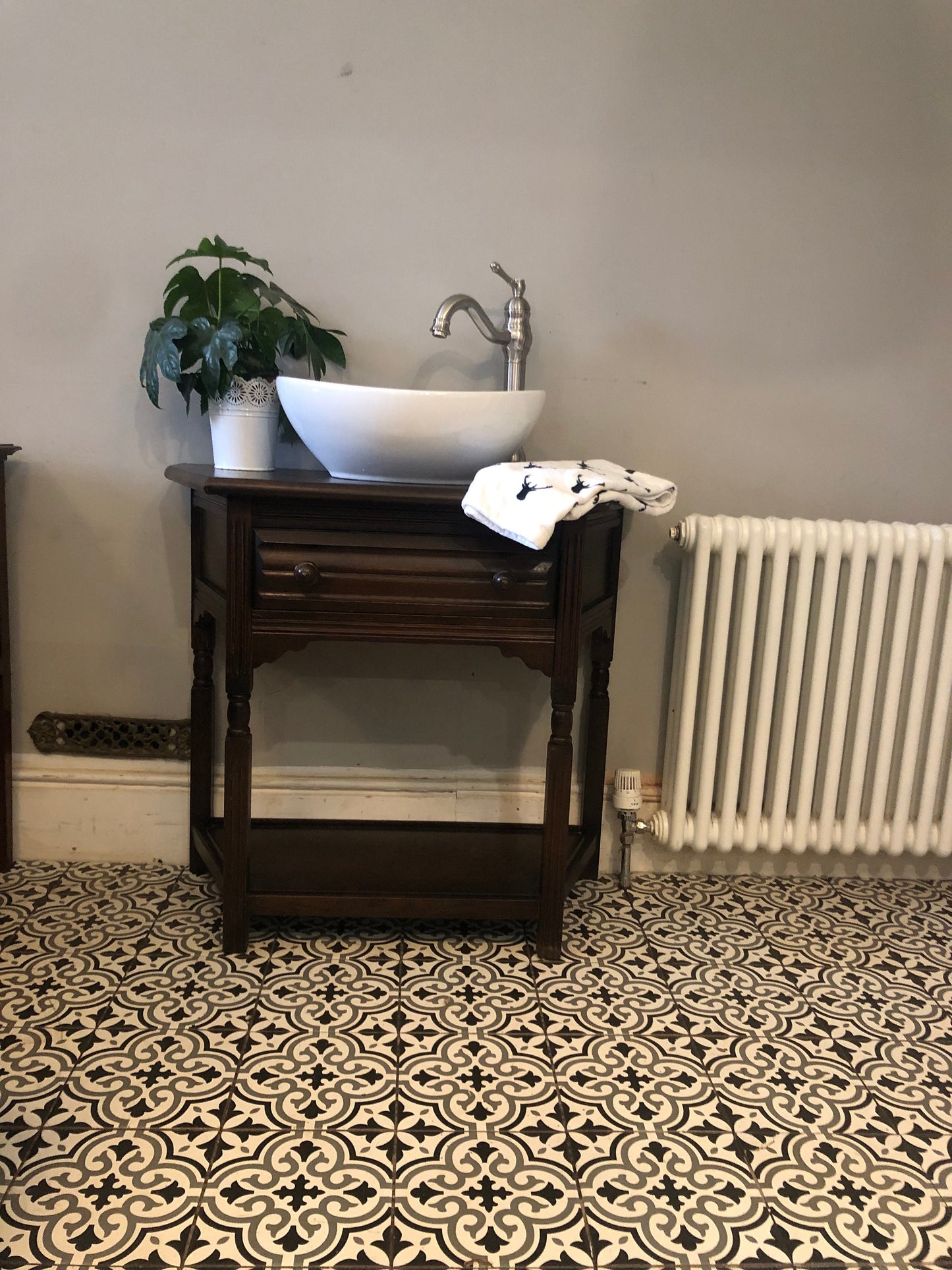 Stunning dark solid wood vanity
