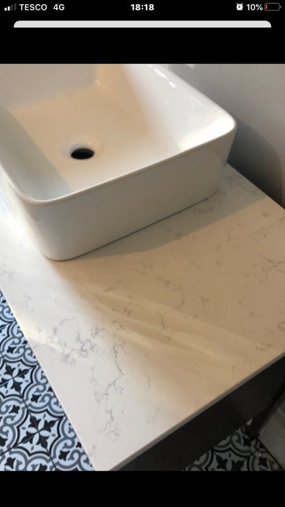 Quartz top, for vanities 80 cm to 120 cm wide