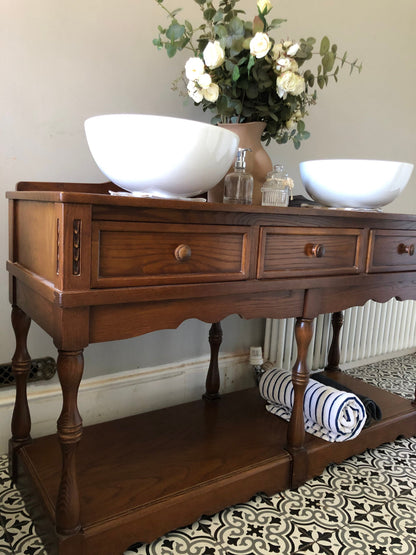 Superb oak large double vanity