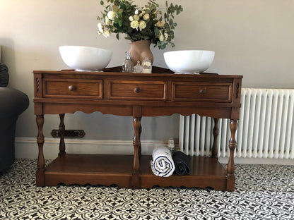 Superb oak large double vanity