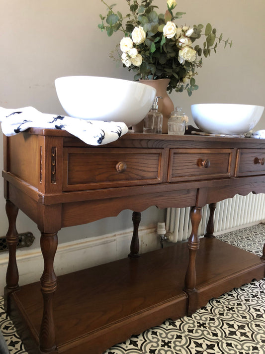 Superb oak large double vanity