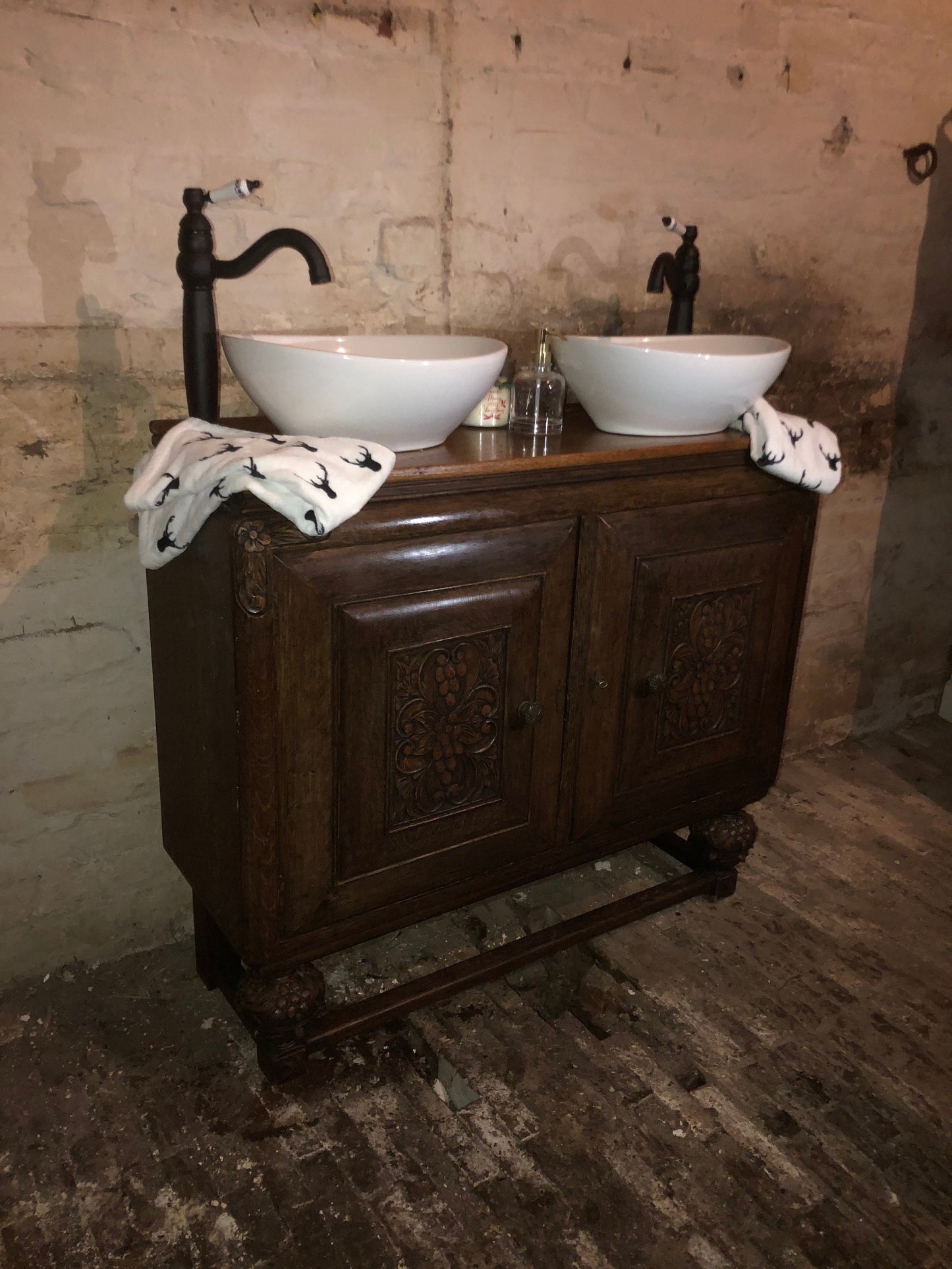Wonderfully carved double vanity